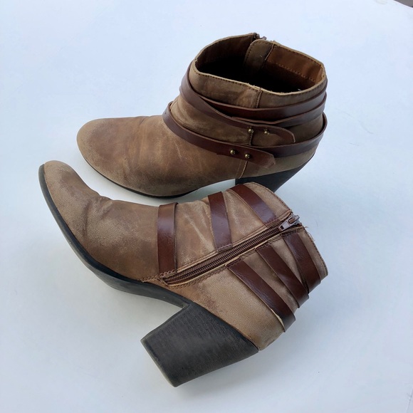 Shoes - Distressed Style Heeled Ankle Booties